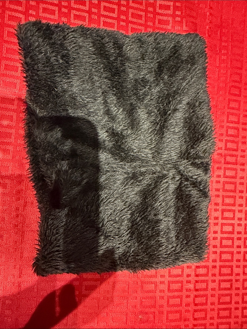 Plush Black Faux Fur Scarf